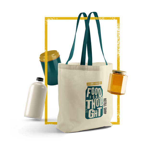 The Food for Thought Eco Friendly tote bag is the perfect shopping companion