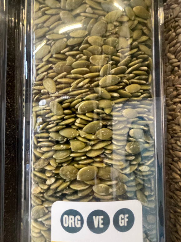 Vegan friendly pumpkin seeds available from our Northamptonshire based refill shop