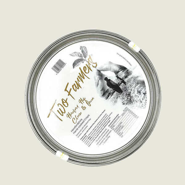 Two Farmers hand cooked crisps Hereford hop cheese and onion flavour in refillable tin