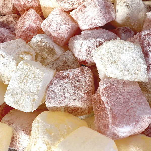 Vegan friendly rose and lemon turkish delight available from our Northamptonshire based refill shop